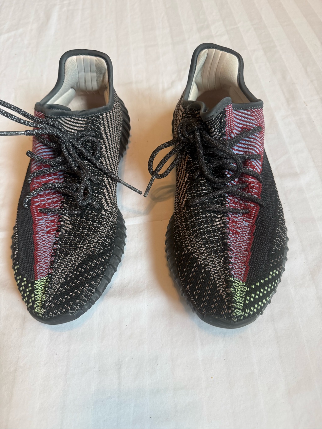 Men's Knit Lace-Up Sneakers - Black With Red & Green Accents
